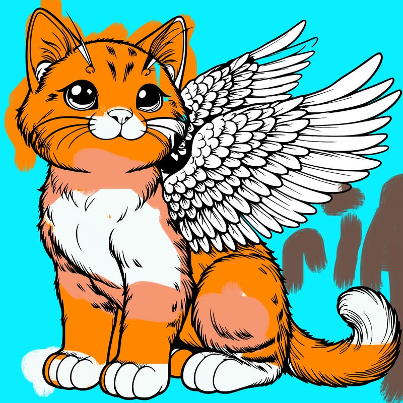 realistic cat with wings