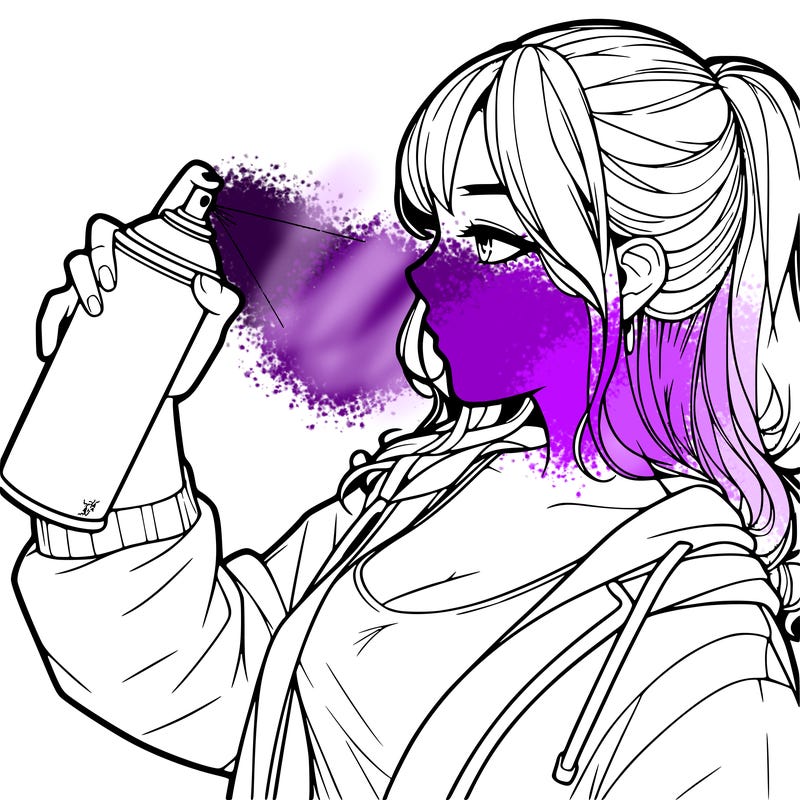 a realistic girl spray, painting