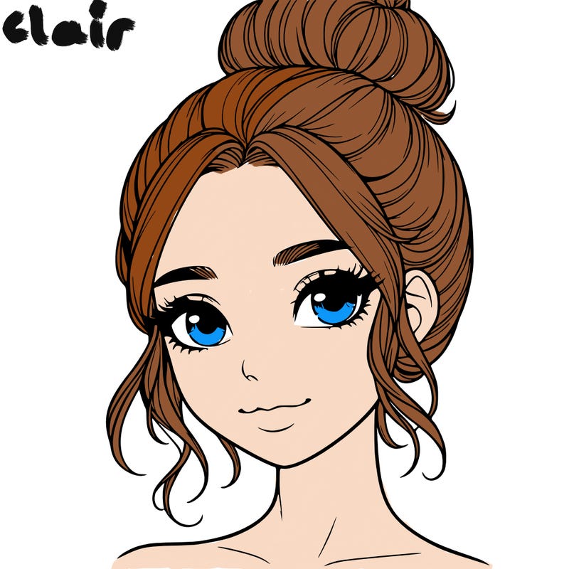 realistic pretty girl with hair in bun