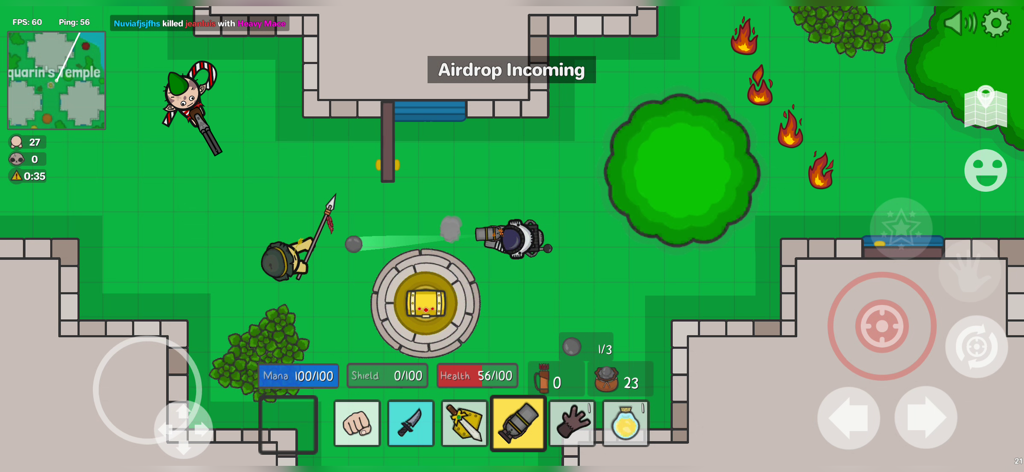 Thelast.io - Battle Royale - Top down view of characters fighting in the 2D battle royale game Thelast.io
