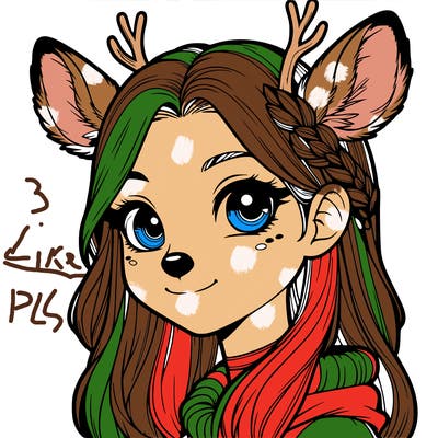 realistic girl with deer face and deer ears
