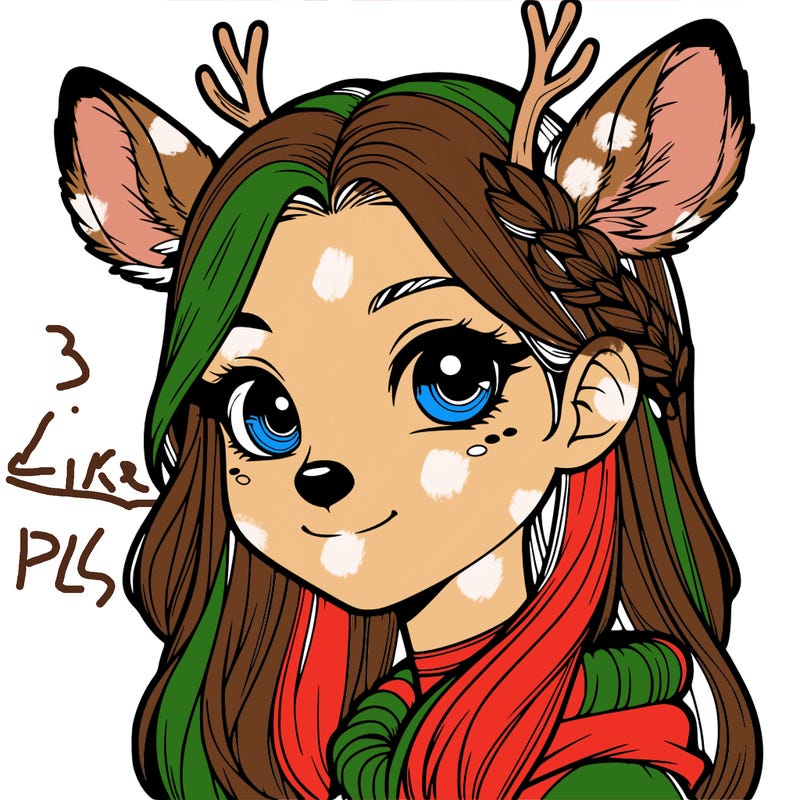 realistic girl with deer face and deer ears