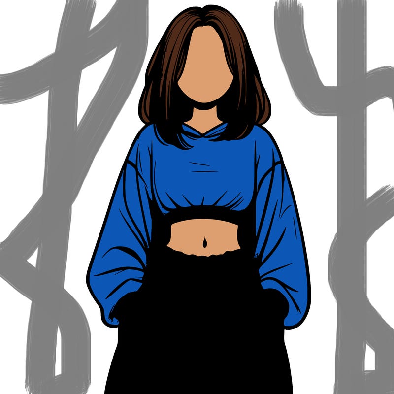 realistic girl faceless with baggy pants and a crop top