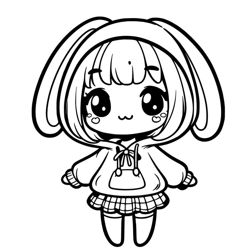 cute girl in bunny hoodie