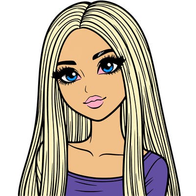 realistic girl with straight and long hair