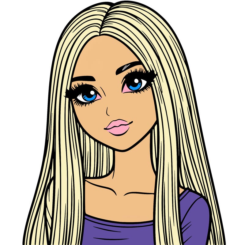 realistic girl with straight and long hair