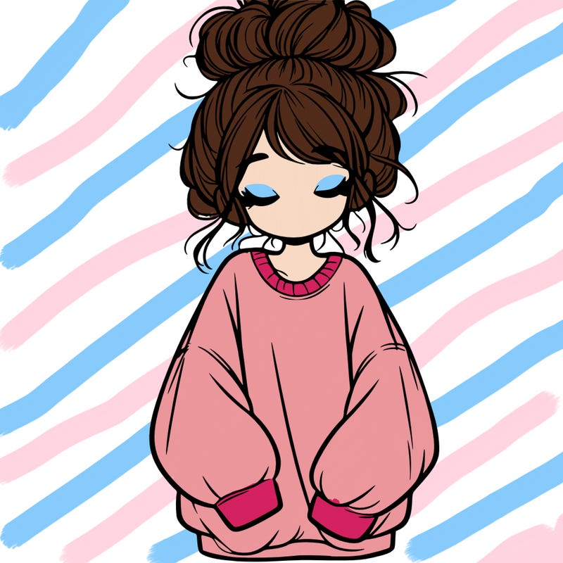 girl with baggy sweatshirt and messy bun