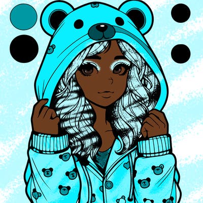 realistic girl in a animal pjs hoodie