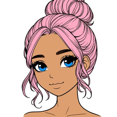 realistic pretty girl with hair in bun