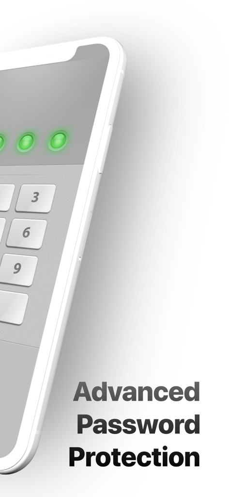 Advanced password protection screen with numeric keypad on iPhone