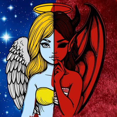 realistic angel half demon