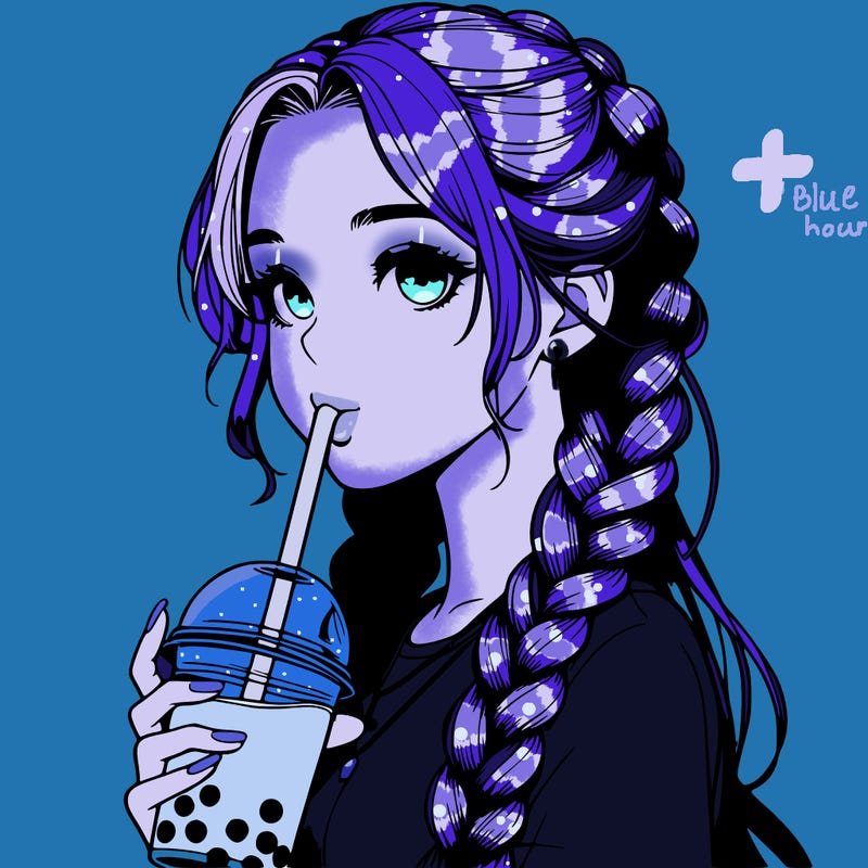 realistic girl with braided hair drinking boba