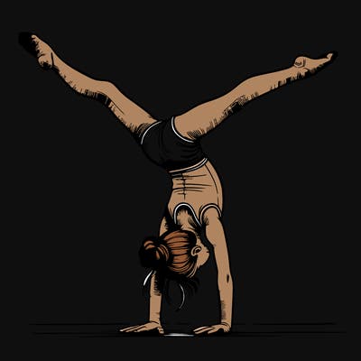 realistic gymnastic hand stand girl in four splits