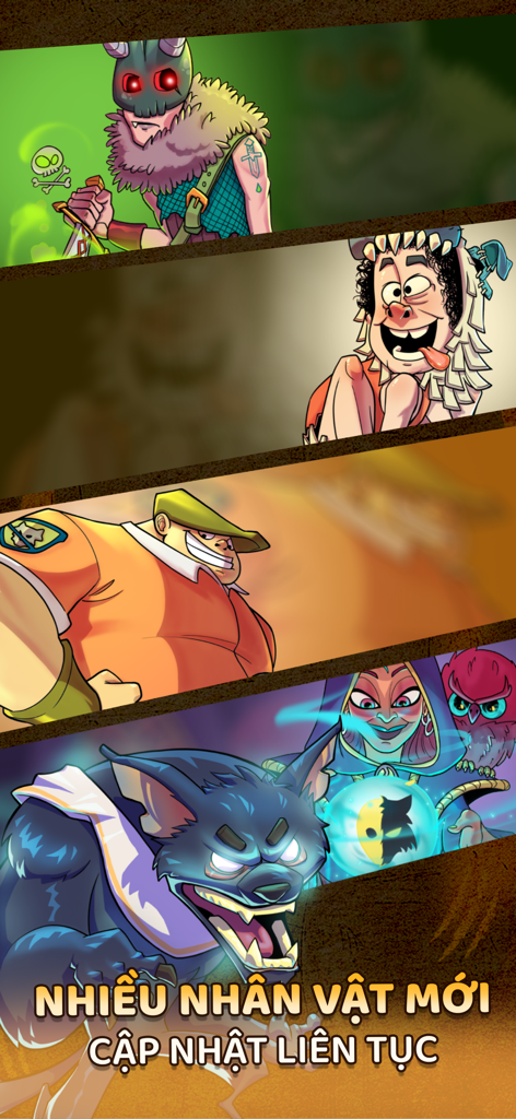 Werewolf Online - Full Moon - Illustrations of diverse character roles and custom skins in the Werewolf Online Full Moon social deduction game