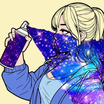a realistic girl spray, painting
