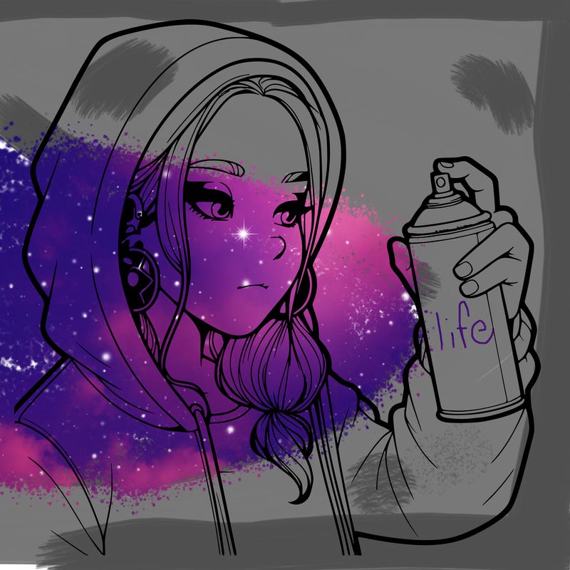 a realistic girl, spray painting