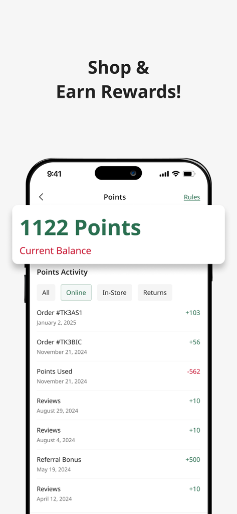 Tela de pontos de recompensa do aplicativo 99 Ranch Market mostrando o saldo de pontos e o log de atividades