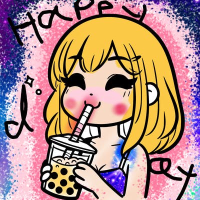 a girl drinking boba