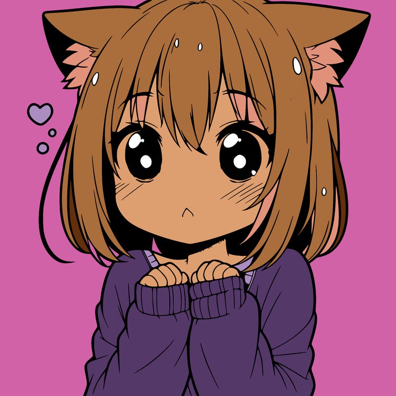 shy anime catgirl