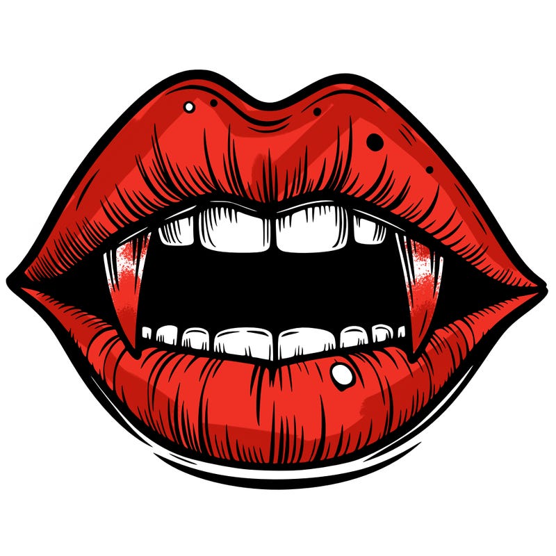 lips with vampire teeth