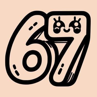 the numbers 67