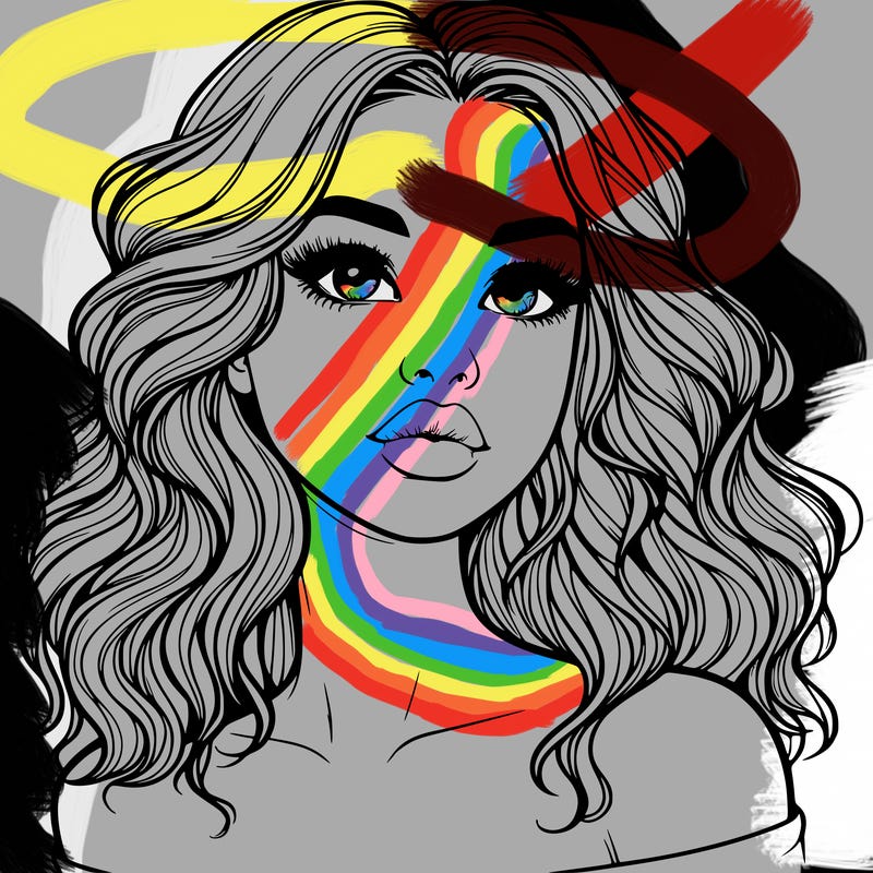 realistic girl with wavy hair and lips