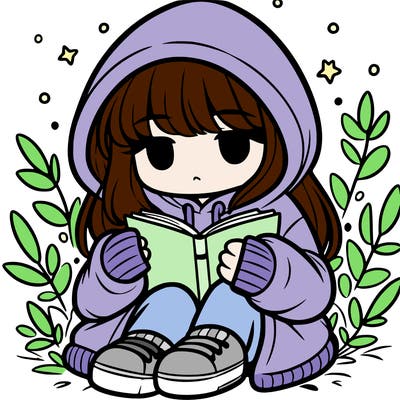 girl in oversized hoodie reading a book
