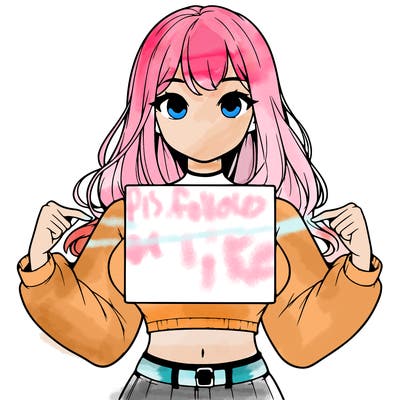 girl holding a blank sign in a long sleeve crop top