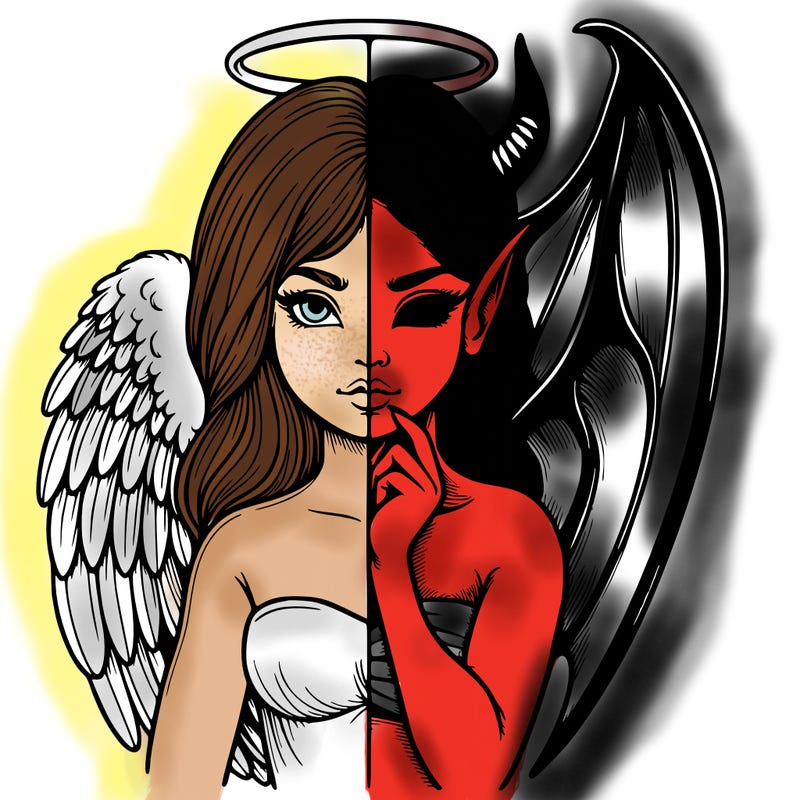 realistic angel half demon