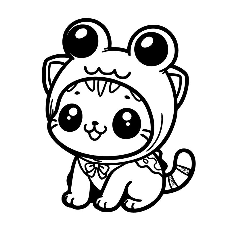 cute kitty in frog costume
