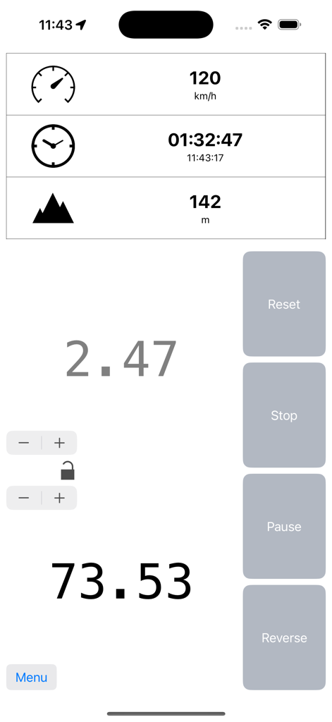 Master-Trip - Master-Trip app interface showing rally distance counters and speed telemetry