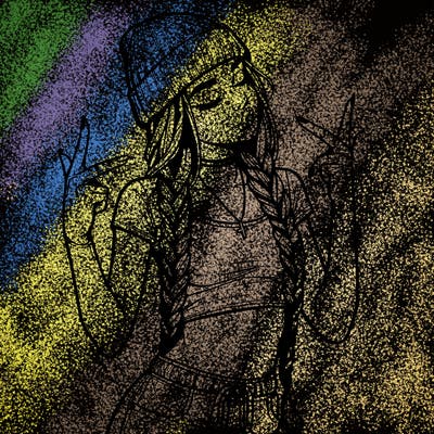 realistic teenage girl with braids and a beanie and crop top doing 🫶🏼