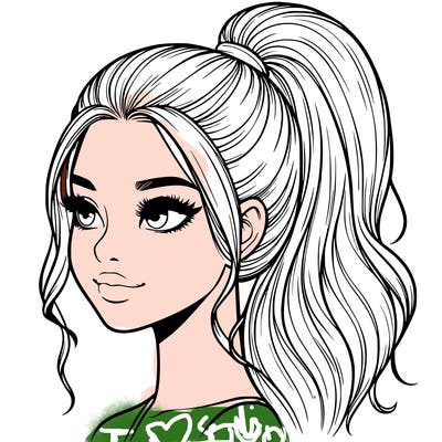 realistic girl with a high ponytail