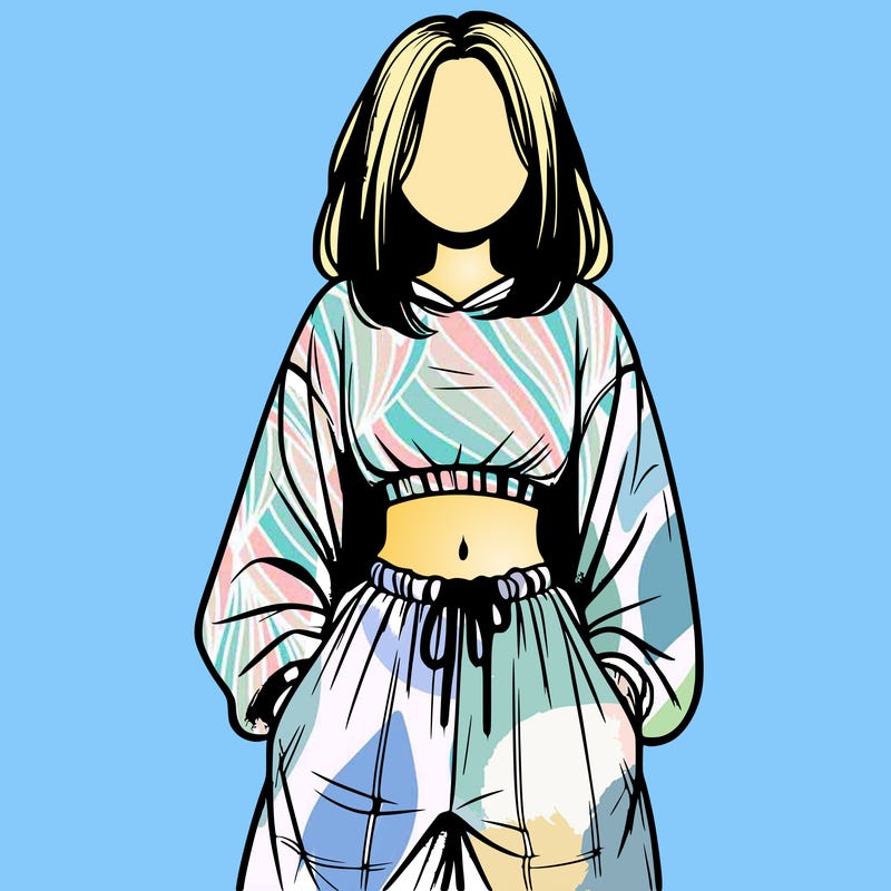 realistic girl faceless with baggy pants and a crop top