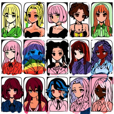 girls that look diffrent anime