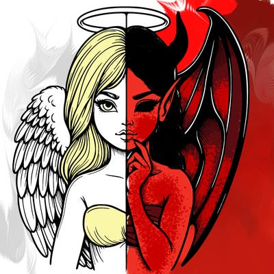 realistic angel half demon