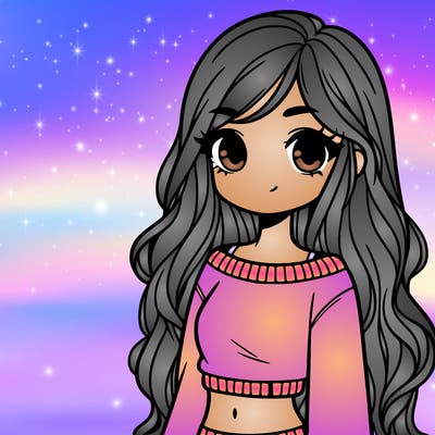 girl with long hair and a crop top with a sweater