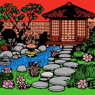 a very detailed zen garden