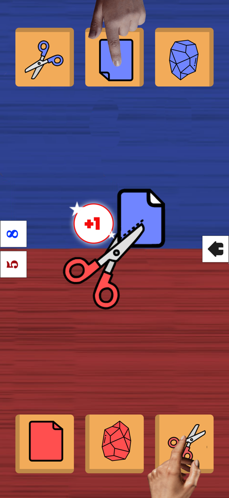 1 2 Player Games,Offline Games - Deux personnes jouant à pierre-papier-ciseaux en version numérique sur un jeu mobile en écran partagé