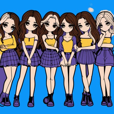 a group of girls realistic