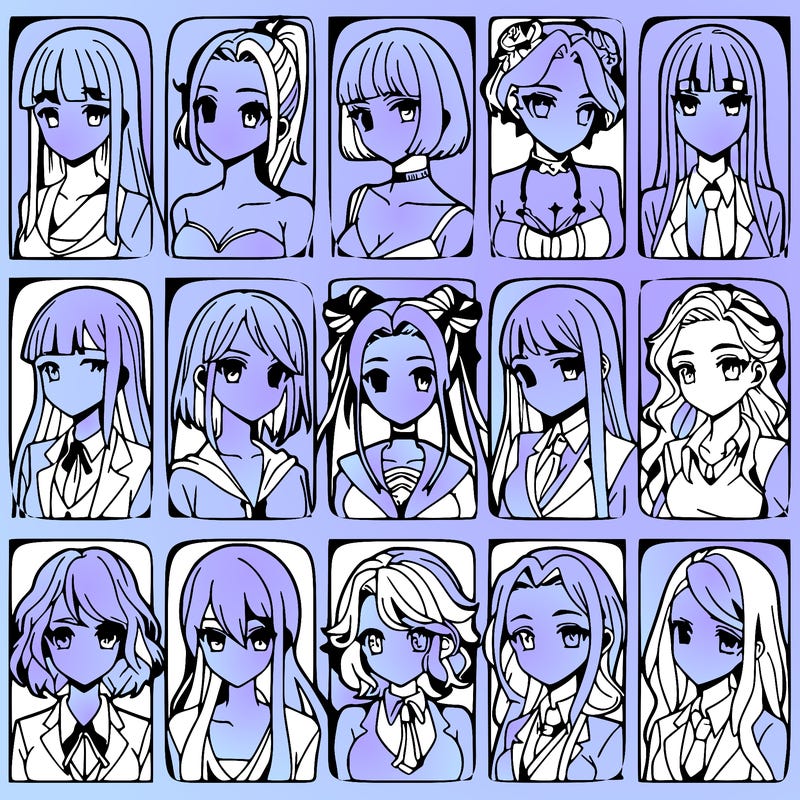 girls that look diffrent anime