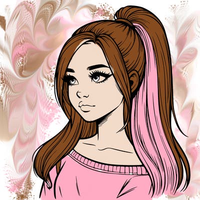 realistic girl with a high ponytail