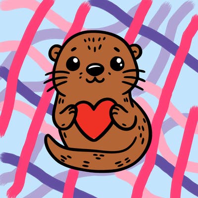 otter with a heart