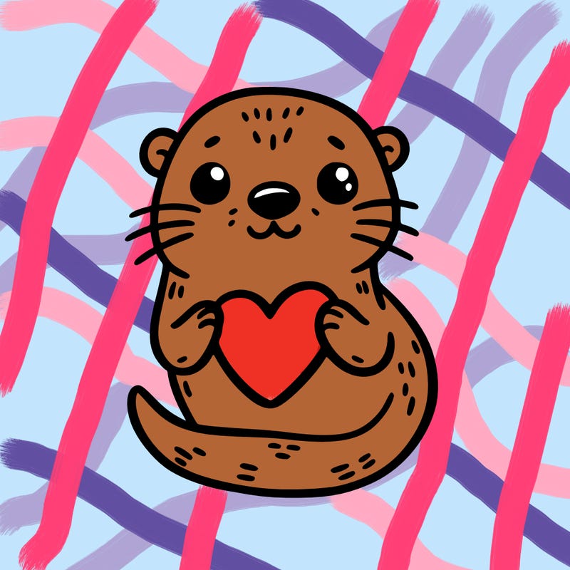 otter with a heart