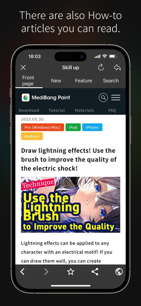 Screenshot der MediBang Paint App, der ein Tutorial für digitale Kunst zum Zeichnen von Blitzeffekten zeigt