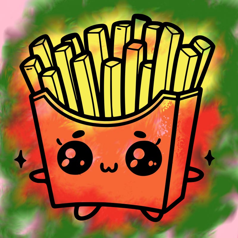 a cute. french fries