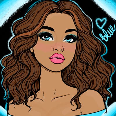realistic girl with wavy hair and lips