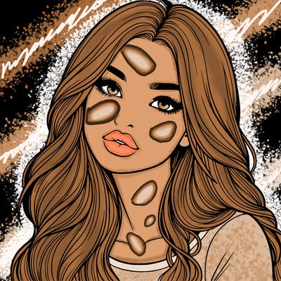 realistic girl with hair on her hair and lips