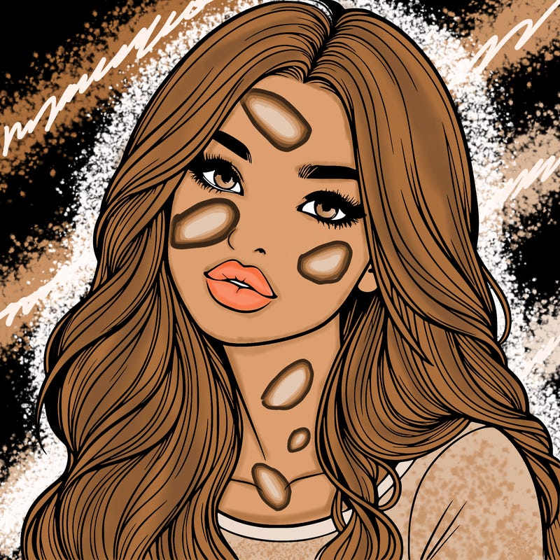 realistic girl with hair on her hair and lips