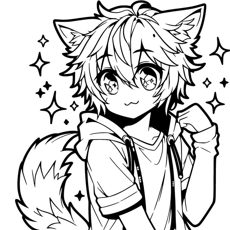anime cute wolf boy